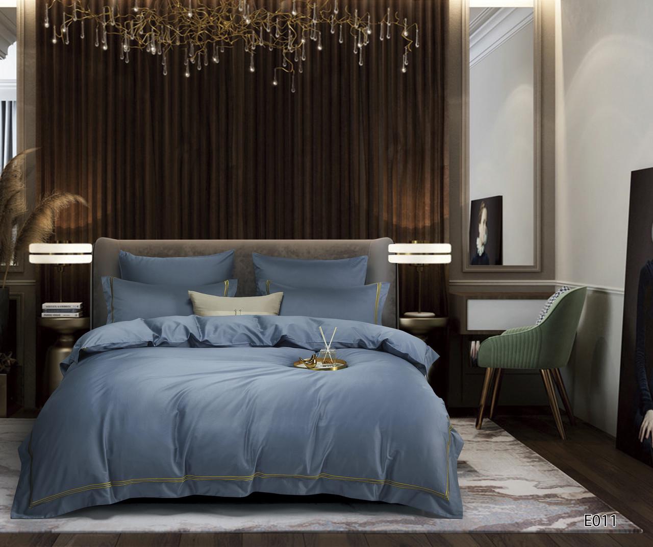 Постельное белье евро Vie nouvelle Embroidery сатин 200х220 см (E011)