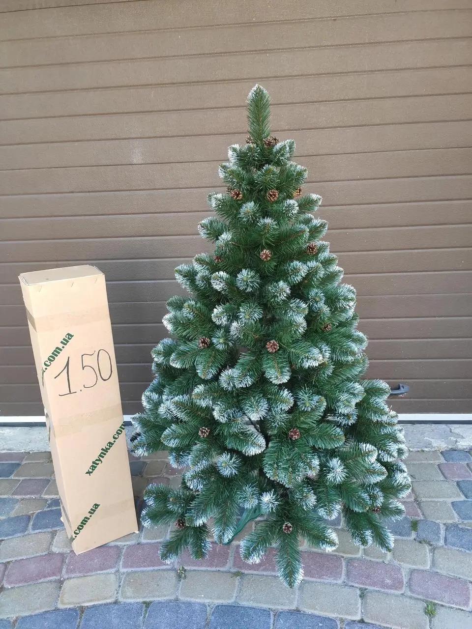 Елка искусственная Хатинка Элитная с шишками и подставкой 1,30 м Зеленый (Е1,3) - фото 2