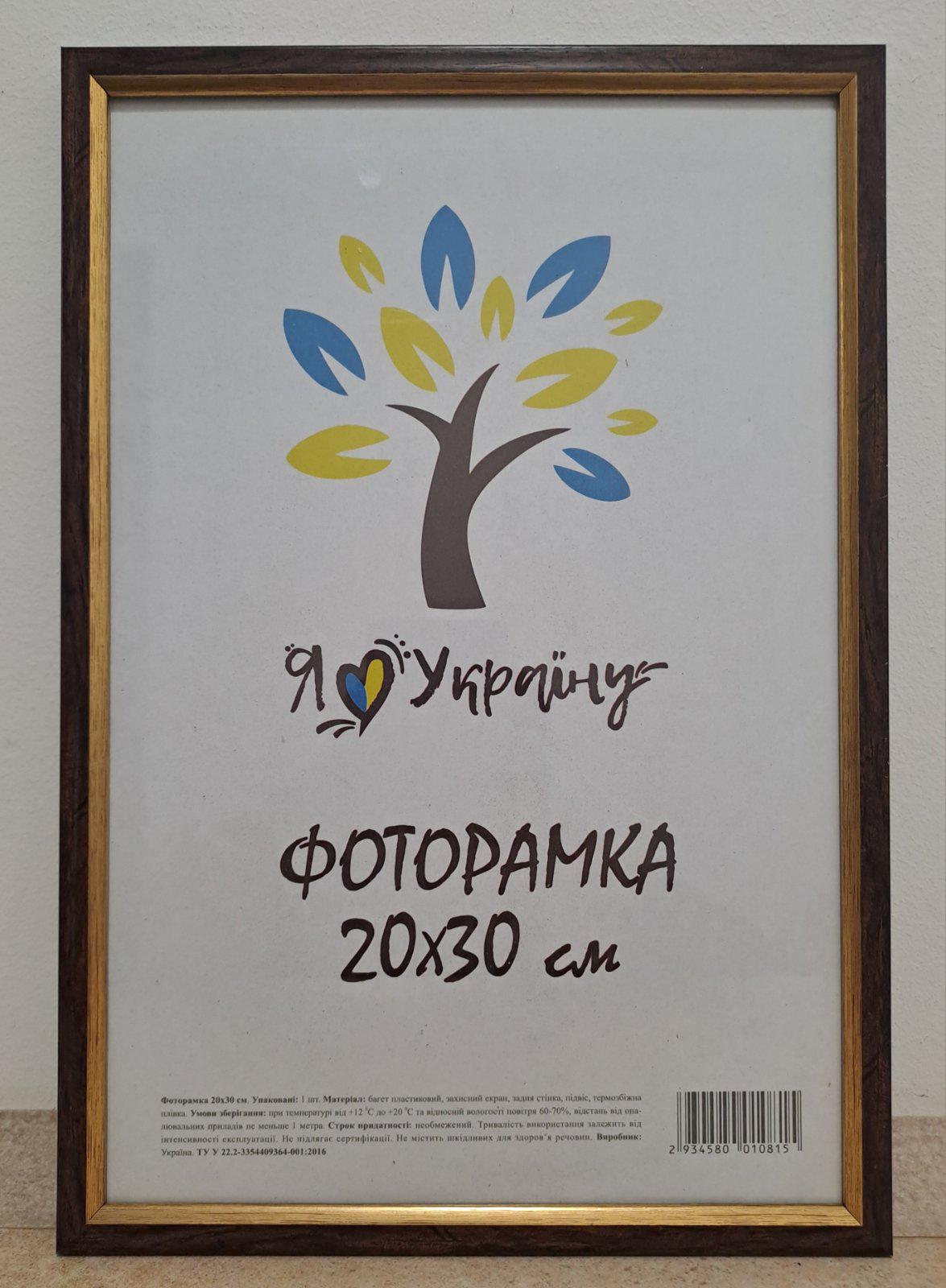 Фоторамка UAFRAME 1210-В186 оргскло/двп 21х30 см з золотою вставкою Коричневий (31236212)