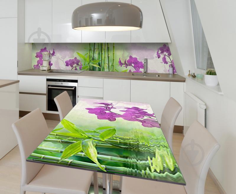 Наклейка виниловая на стол Zatarga  "3Д бамбук Орхидеи" 650х1200 мм