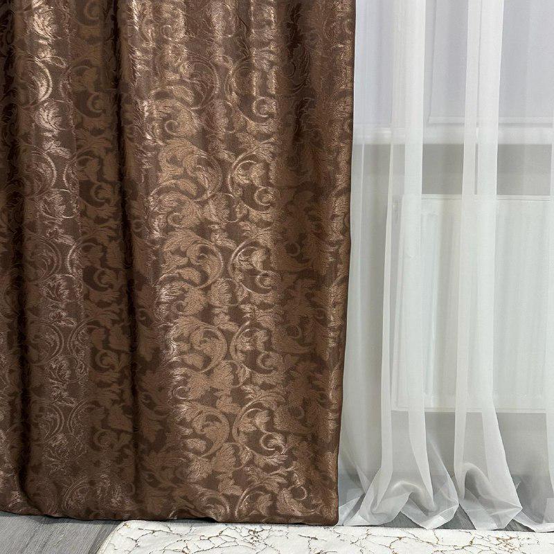 Штори Севілья жаккардові 1,5 х2, 7 м 2 шт. Шоколадний (Севілья-1) - фото 7 Штори Севілья жаккардові 1,5 х2, 7 м 2 шт. Шоколадний (Севілья-1) - фото 7