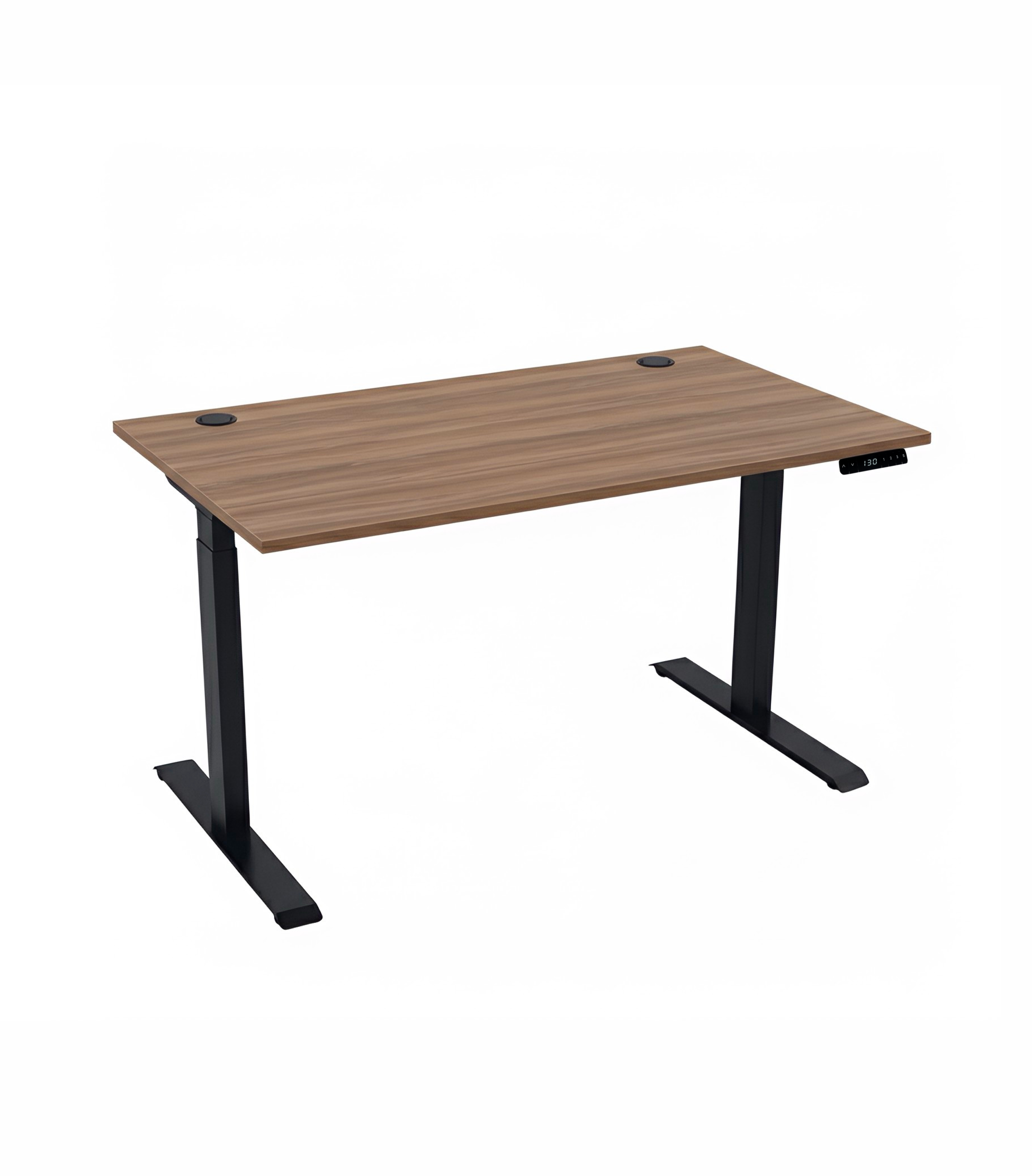 Комп'ютерний стіл з регулюванням висоти двомоторний 3-ступеневий з двома заглушками Чорний/Дуб Урбан кавовий (69913ЧДук)