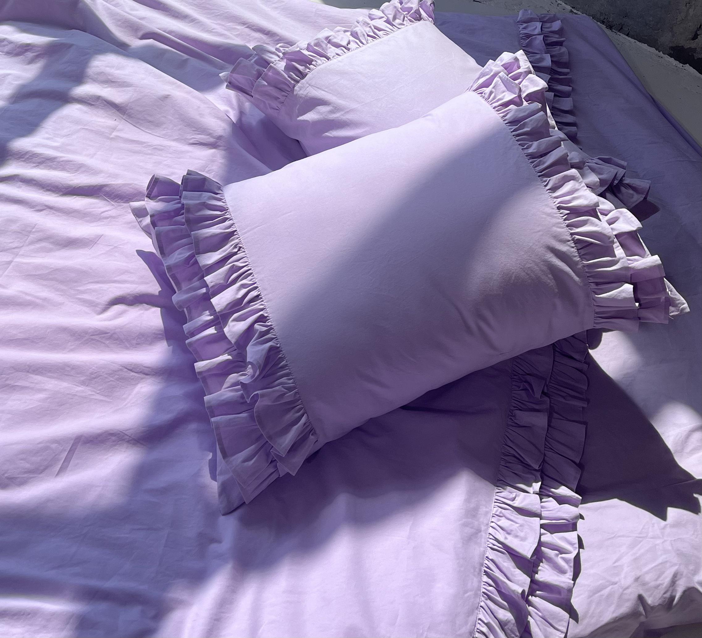 Комплект постільної білизни White Dream полуторний з рюшами 155х215 см варена бавовна Ліловий (2003/2R) - фото 3 Комплект постільної білизни White Dream полуторний з рюшами 155х215 см варена бавовна Ліловий (2003/2R) - фото 3