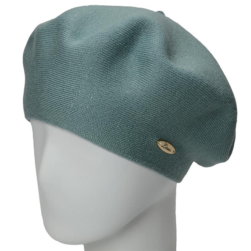 Берет женский двойной Novita Софи из вискозы теплый мягкий L р. 57-58 Фисташка