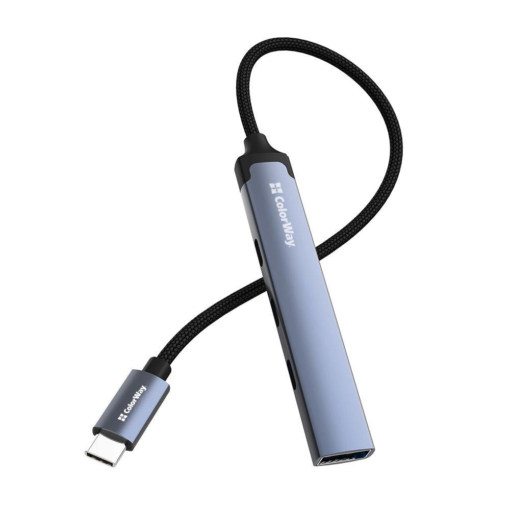 USB-хаб ColorWay CW-HUB07 USB Type-C 4в1 12 см Grey (35575370)