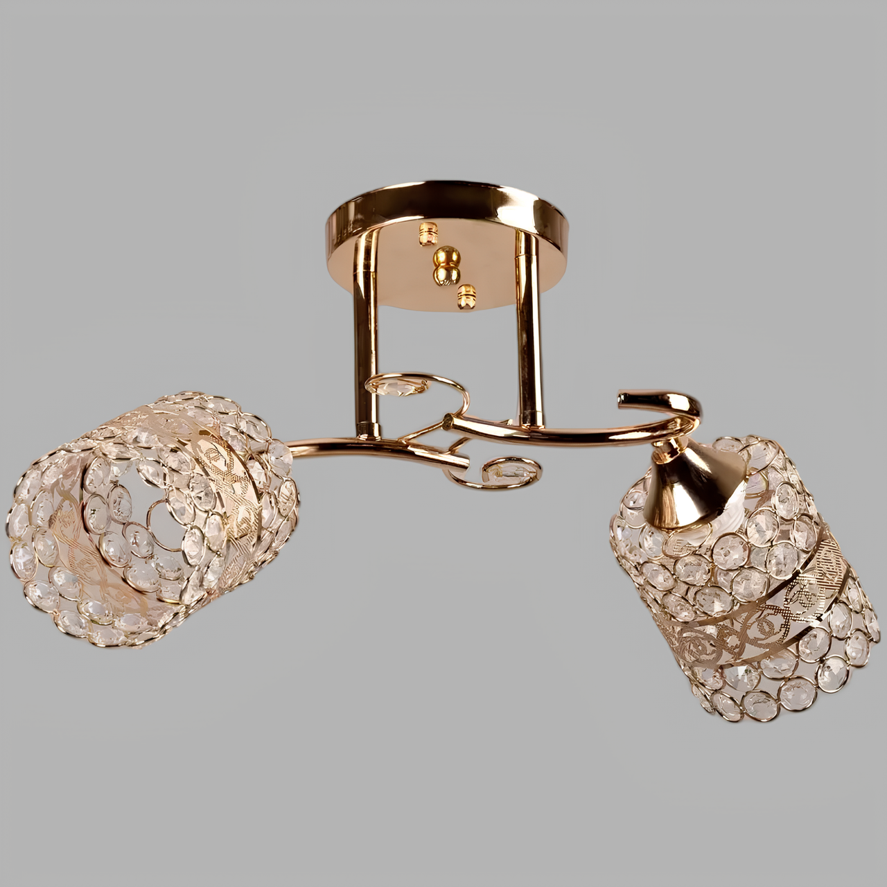 Люстра Svet на два плафона с хрусталиками под лампу Е27 Золотой (SR-N2710/2 FG)