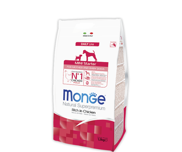 Корм сухой Monge Mini Starter for Mother and baby для кормящих/беременных/щенков мелких пород в период начала прикорма 15 кг
