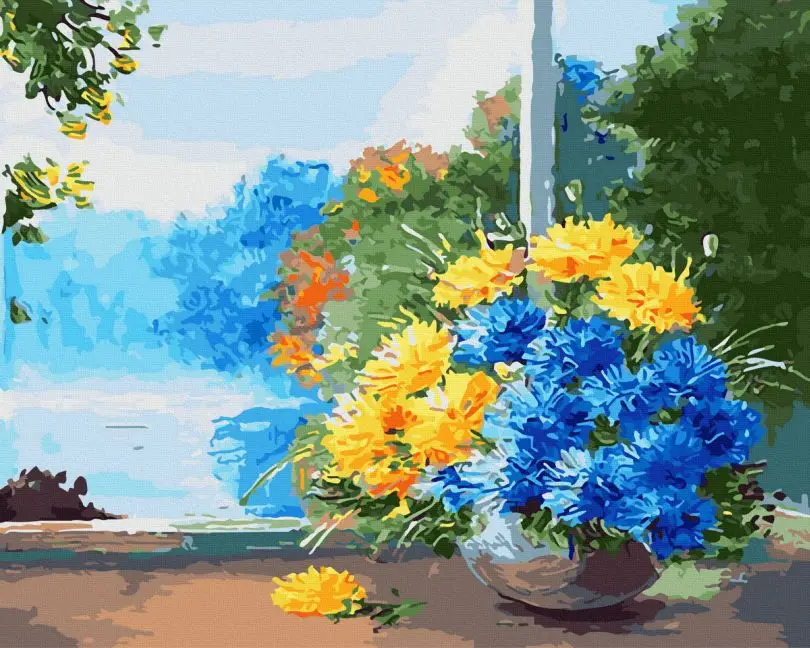 Картина по номерам Brushme Желто-голубой букет 40x50 см (BRM45170)