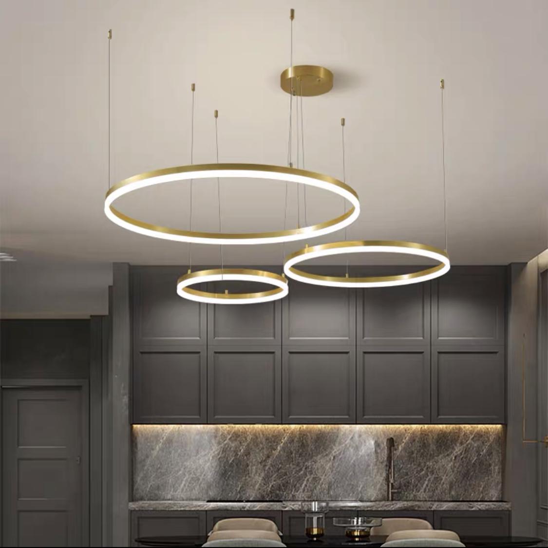 Люстра тросовая Kukho Golden Circle Lamp 054063/80-60-40 gd