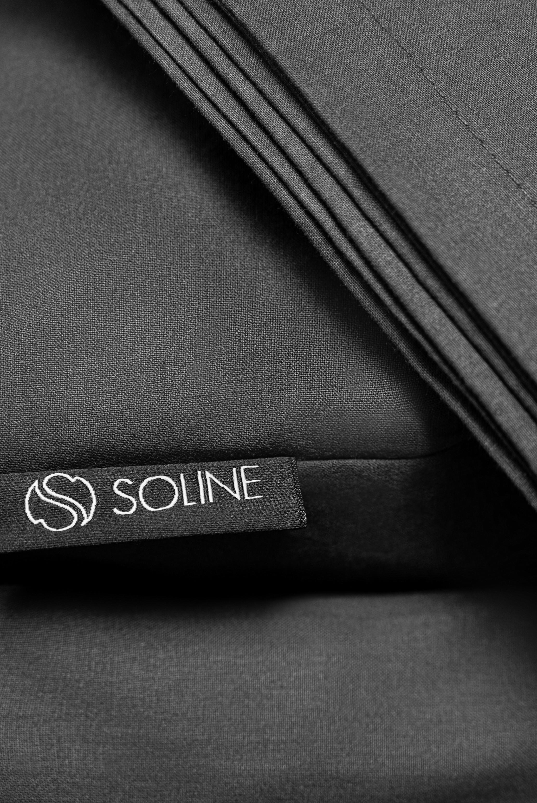 Комплект постільної білизни Soline з попліну двоспальний 180х220 см з простирадлом на резинці Графітовий - фото 8