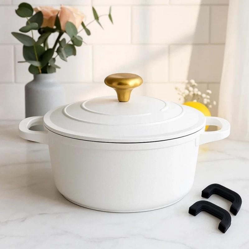 Каструля Edenberg EB-12093 з мармуровим покриттям та металевою кришкою 4,4 л 24х12 см Білий (EB-12093) - фото 2 Каструля Edenberg EB-12093 з мармуровим покриттям та металевою кришкою 4,4 л 24х12 см Білий (EB-12093) - фото 2