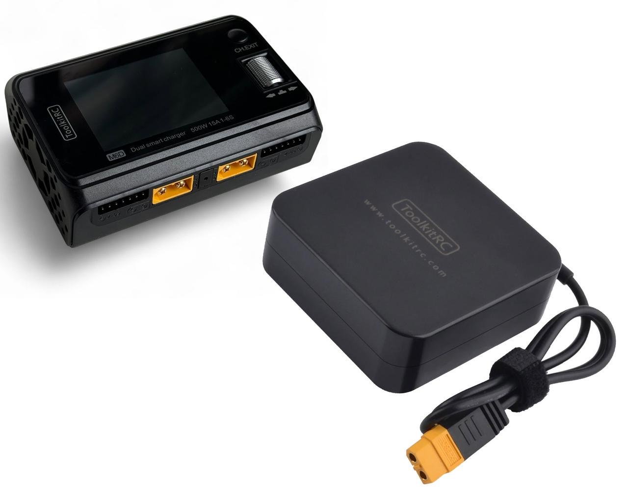 Зарядное устройство для ToolkitRC M6D 500W 15A 1-6S с блоком питания ToolkitRC ADP100 100W 20V/5А XT60 (2747854622)