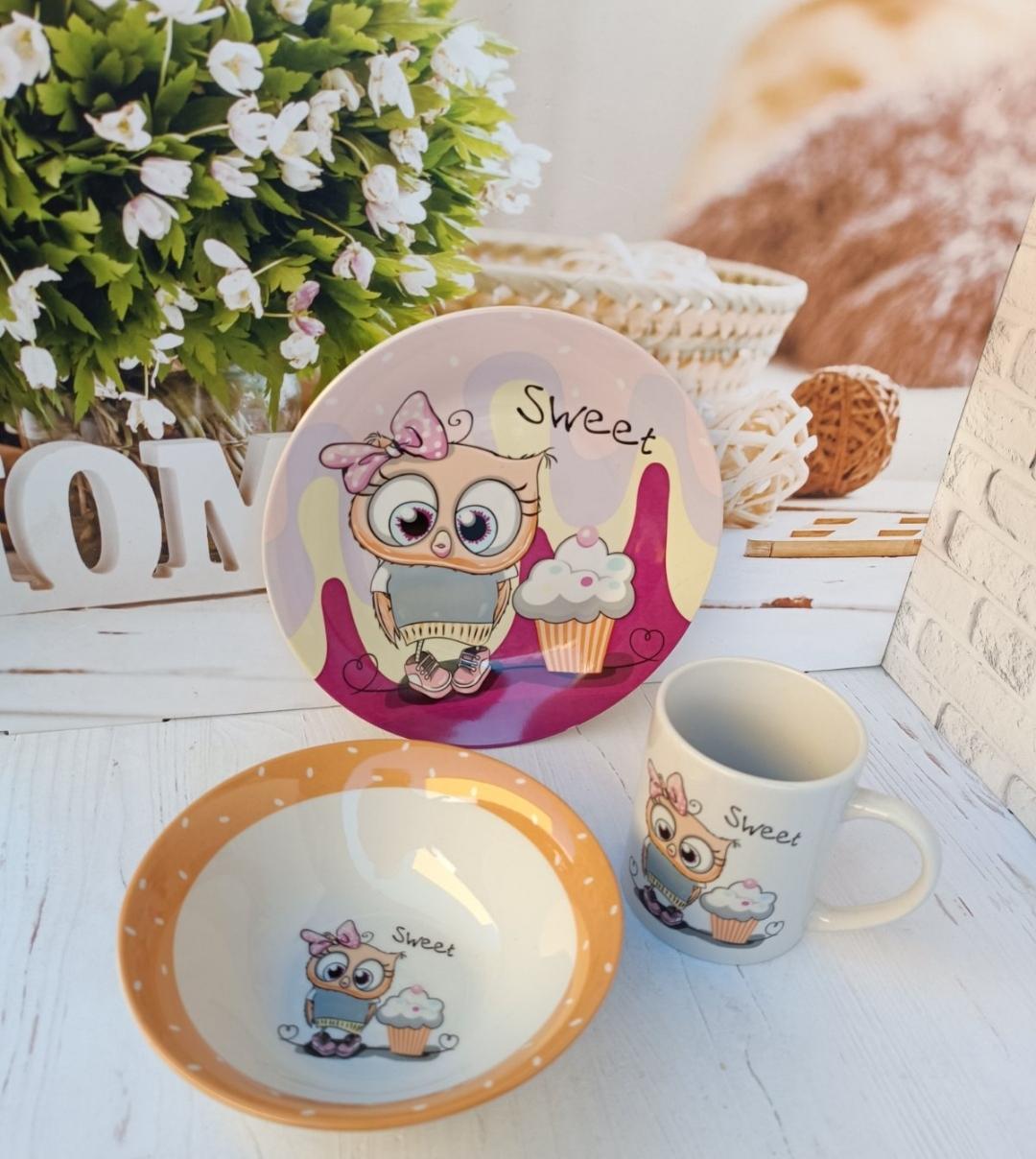 Набор детской столовой посуды Limited Edition Sweet OWL фарфор 3 пр. (20204334)