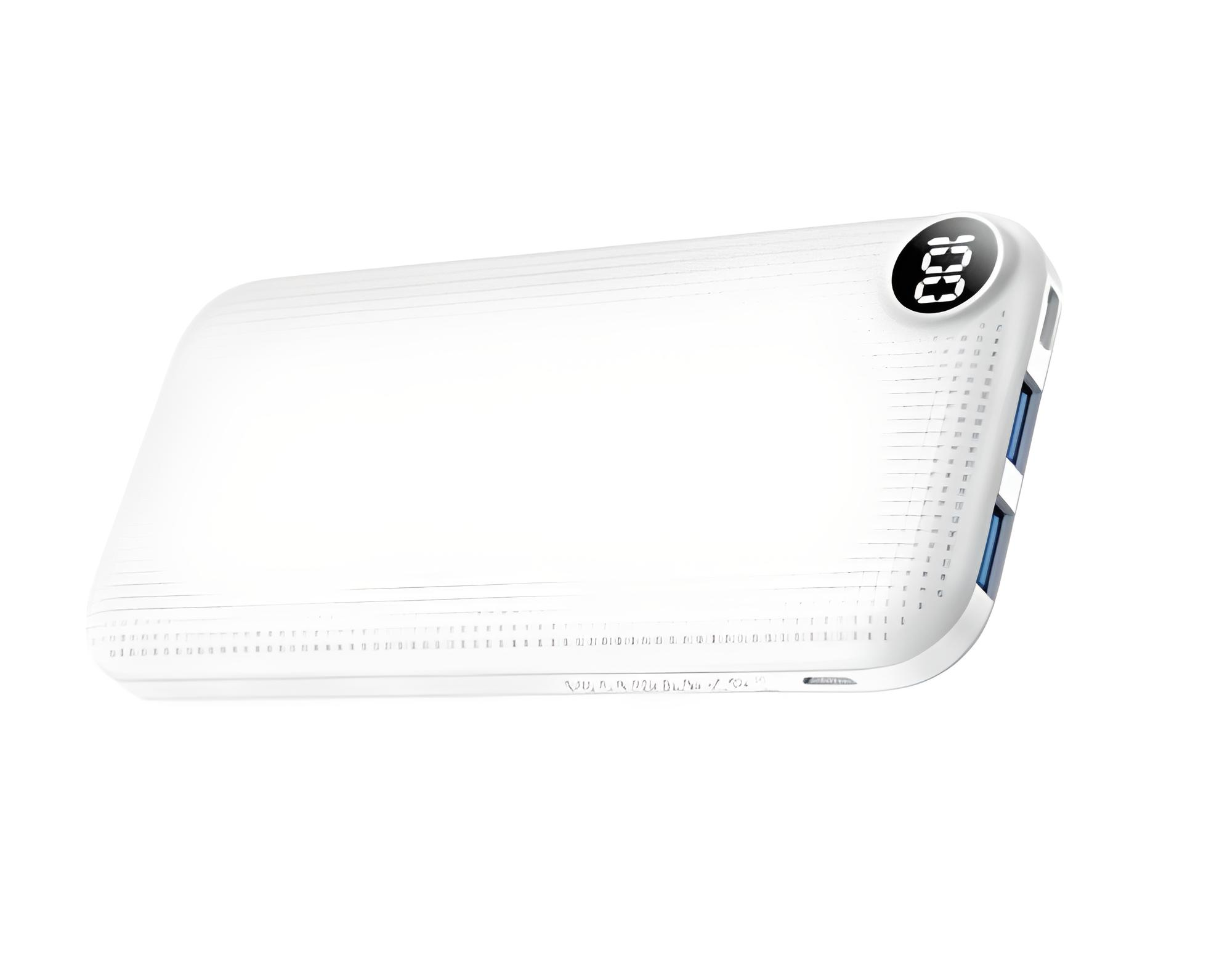Акумулятор зовнішній Hoco DB17 Atlas 2 USB/Micro/Type-C/LCD 10000 mAh White