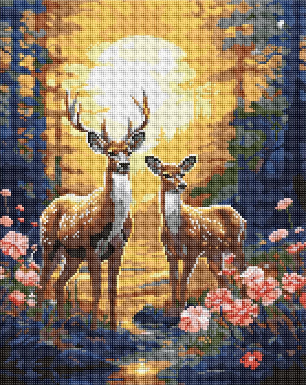 Алмазная мозаика Ideyka Грациозные олени с голограммными стразамиAMO7997 40x50 см (2529423895)