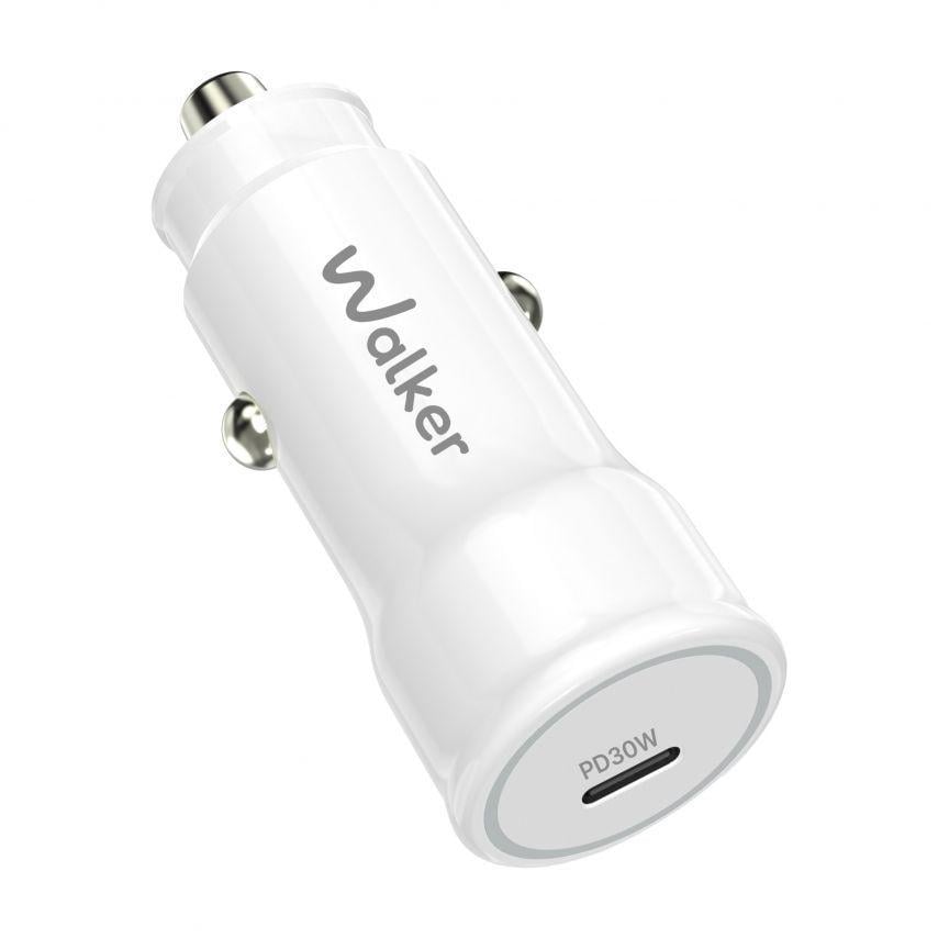 Зарядное устройство автомобильное/адаптер 2в1 WALKER WCR-63 PD_30W + Data Cable Type-C to Type-C 60W White