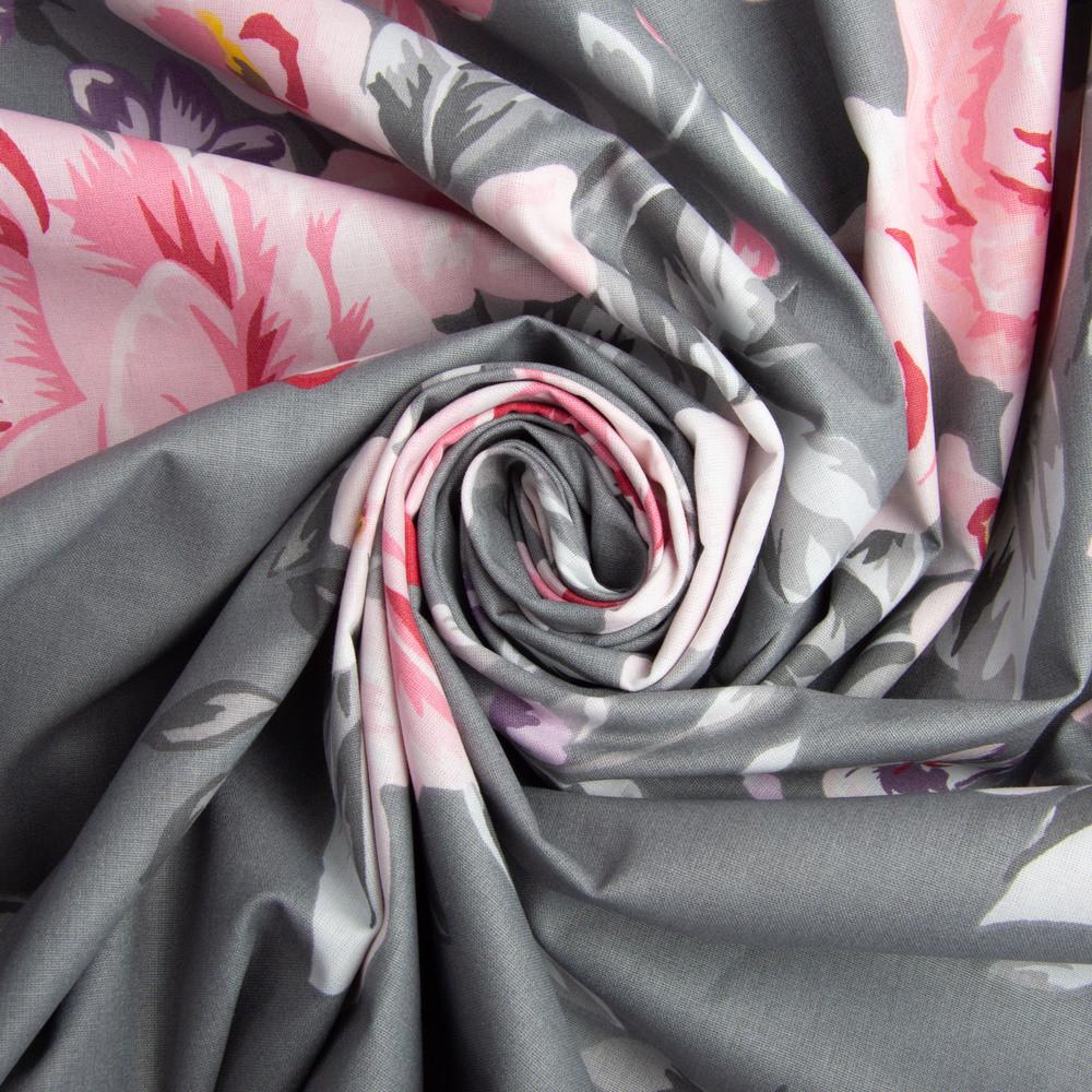 Тканина бязь ранфорс для постільної білизни 24954 Троянди 2,4 м Сірий (2354125914)