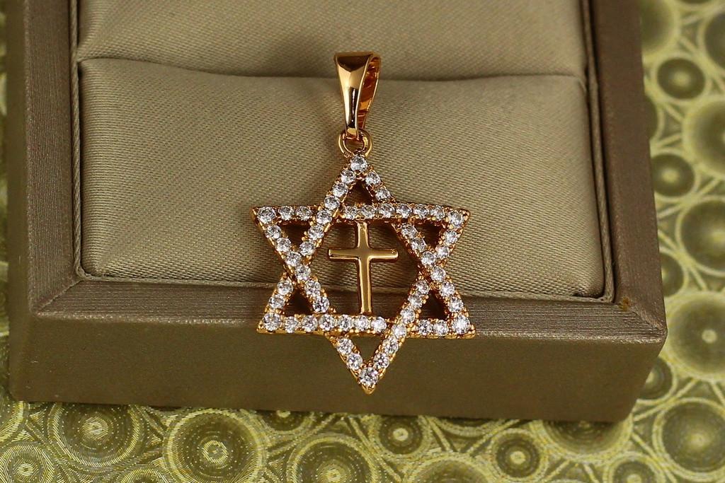Кулон Xuping Jewelry звезда Давида с крестиком 2,1 см Золотистый (2559510218)