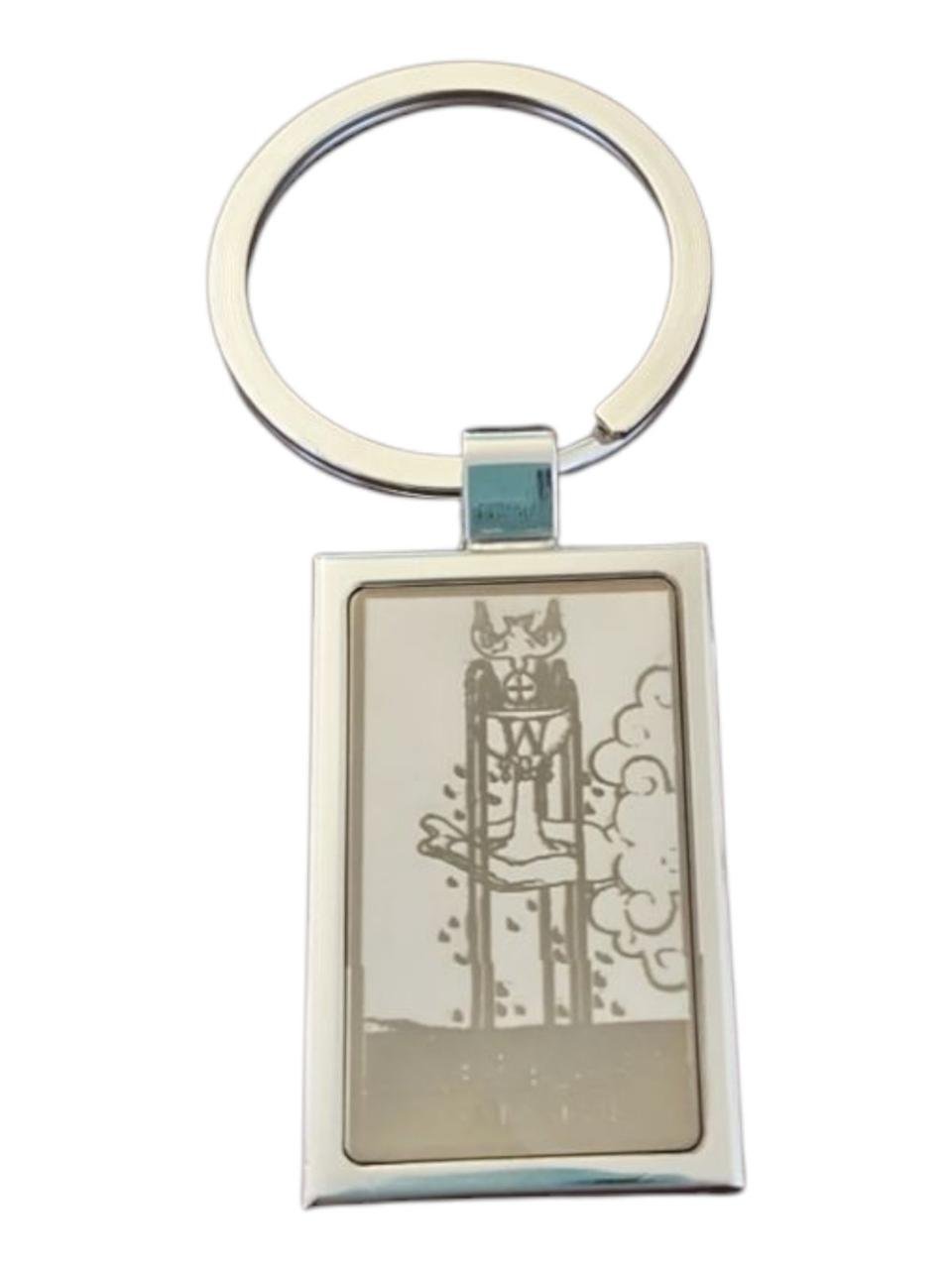 Брелок металлический для ключей с картой Таро Туз Кубков 80 мм двусторонний Брелок металлический для ключей с картой Таро Туз Кубков 80 мм двусторонний