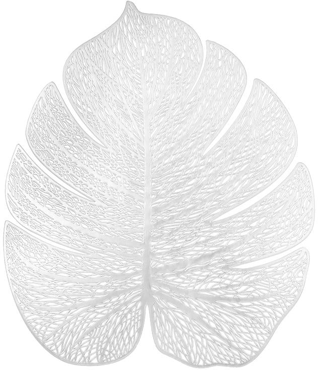 Набор 4 сервировочных коврика Margrese Monstera Silver 32х38см, плейсмат (подтарельники)