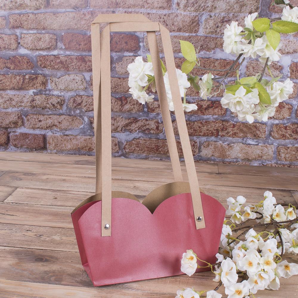 Пакет под цветы двойной с квадратной ручкой Красный (1544-3)