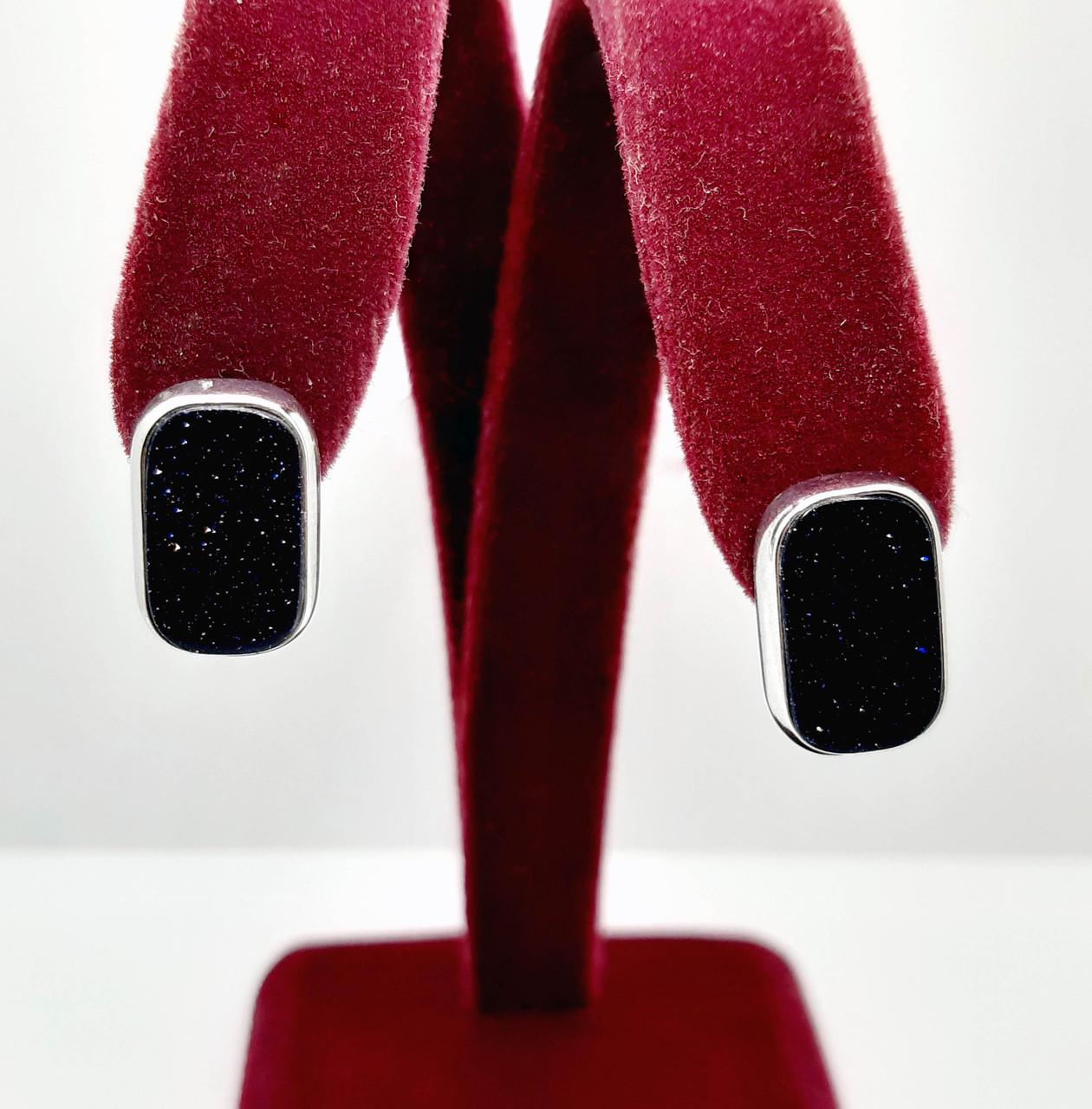 Серьги серебро Ночь Каира синий авантюрин 925° 4,56 г (1907)