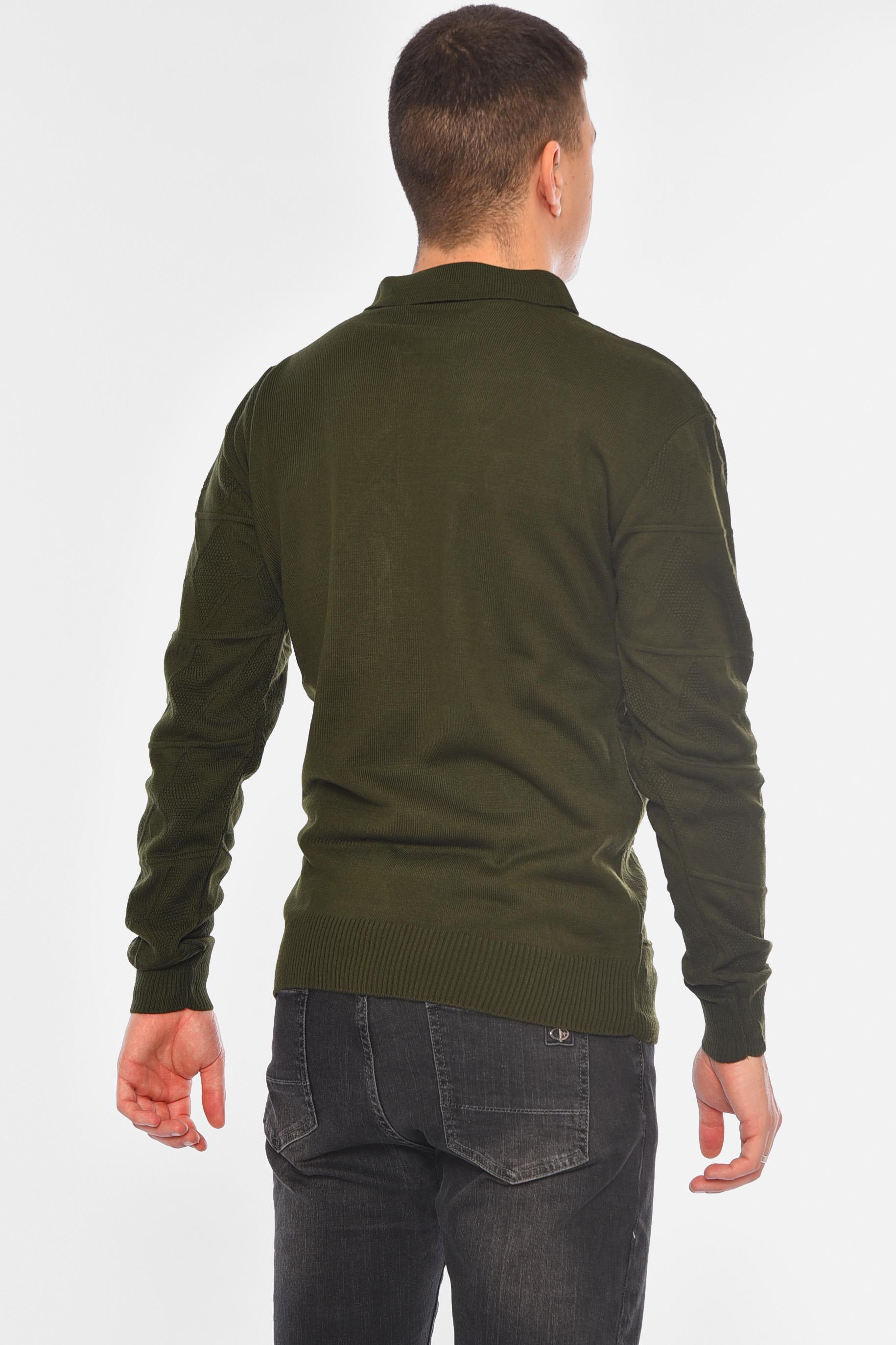 Свитер мужской однотонный M Темно-зеленый (194476) - фото 3