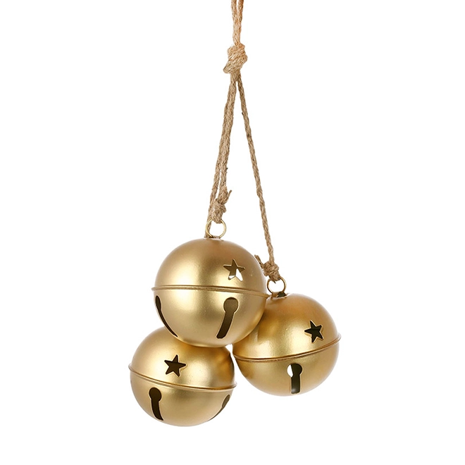 Шары металлические Christmas bells на подвесе 11 см (11205)
