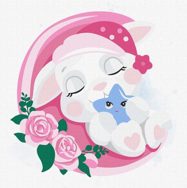 Картина по номерам Идейка Сонный зайчик 30х30 см в термопакете (KHO6011)