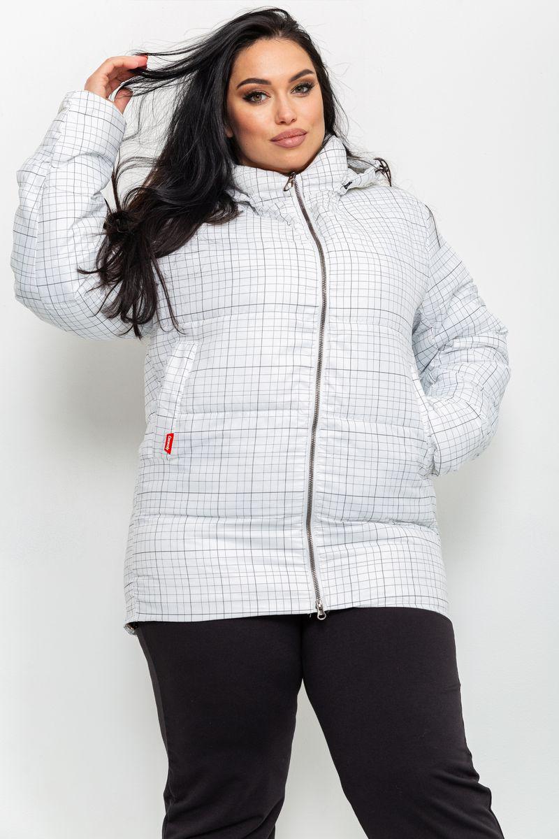 Куртка батал жіноча демісезонна Ager 224RP036 в клітинку 4XL Білий - фото 2