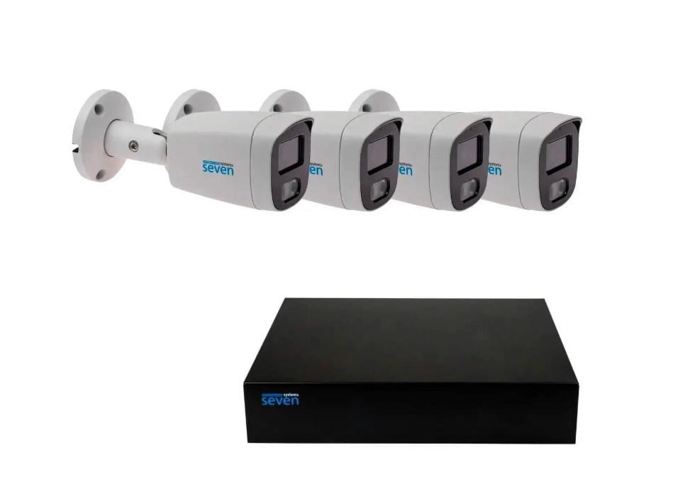 Комплект видеонаблюдения SEVEN IP-7222W4P4-2MP на 4 цилиндрические 2 Мп IP-камеры