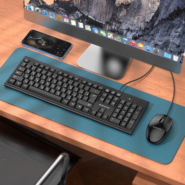 Клавиатура с мышью проводная Borofone Business keyboard and mouse set BG6 Office Combo RU/ENG раскладка Black - фото 6