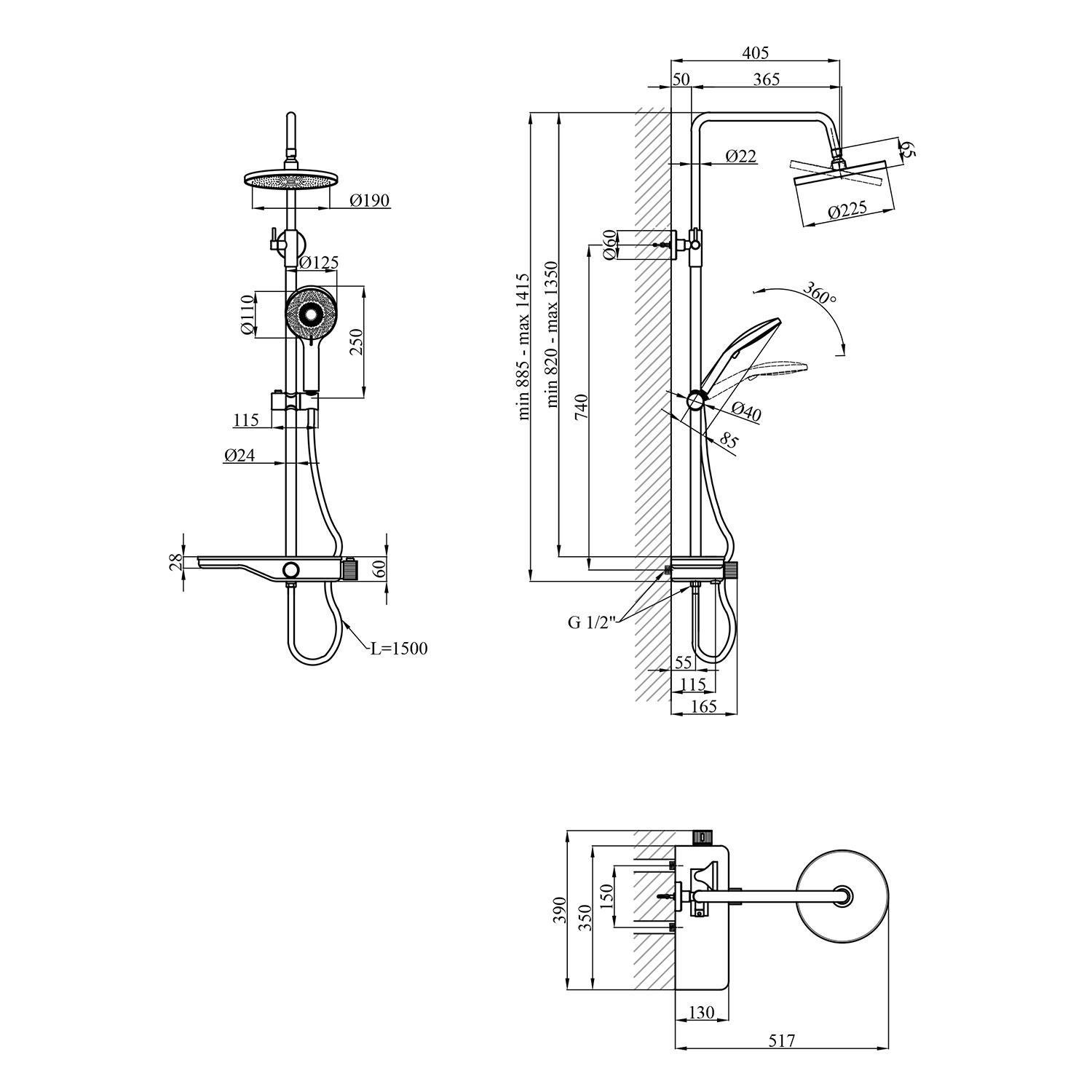 Душевая система Kroner KRP Armada W065 (CV033872) - фото 2 Душевая система Kroner KRP Armada W065 (CV033872) - фото 2