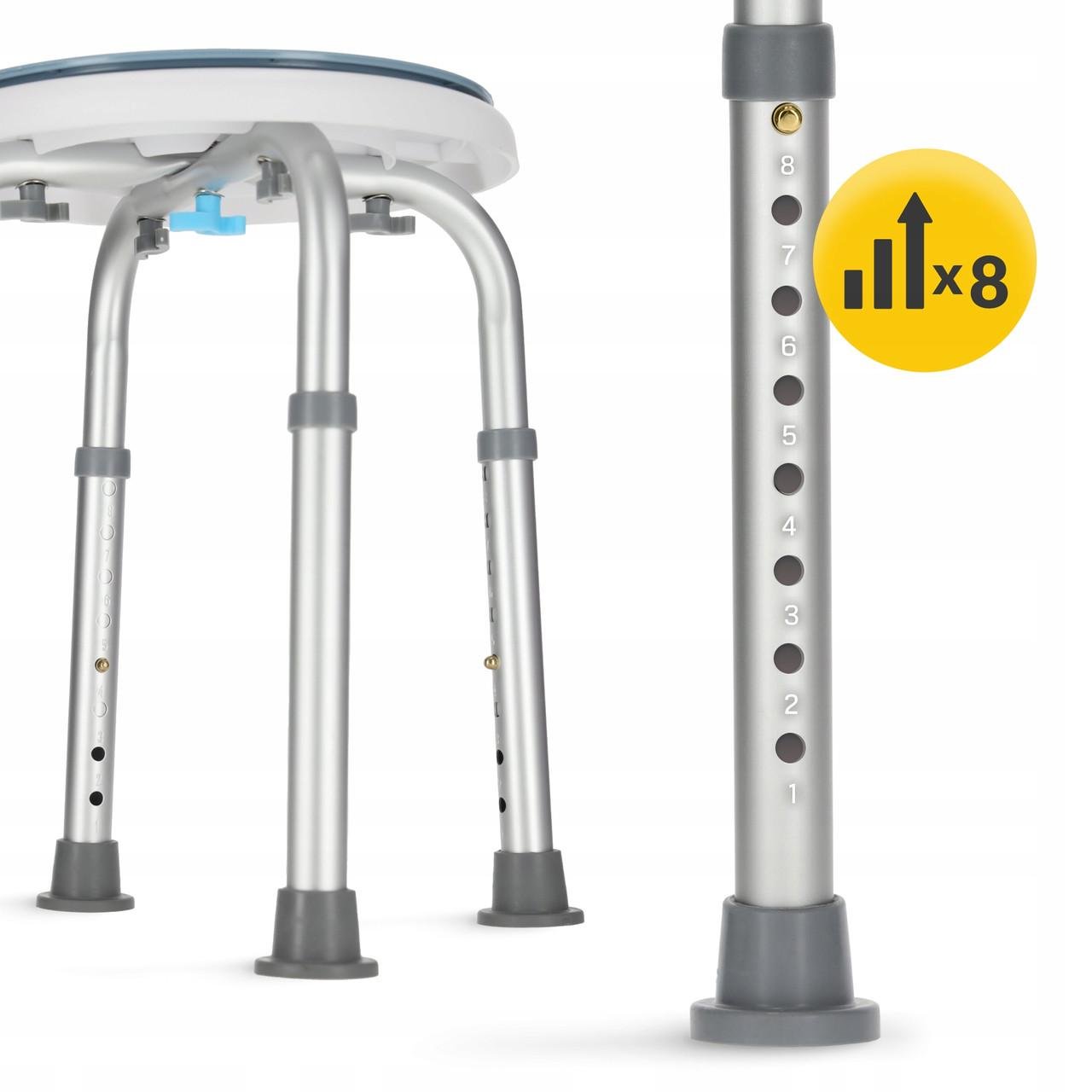 Стул-табурет поворотный 4FIZJO для ванной и душа регулируемый White/Grey (P-5905973403412) - фото 2