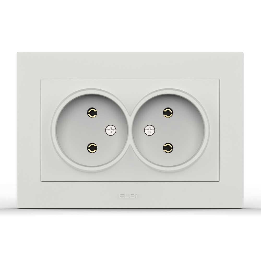 Розетка двойная без заземления EL-BI VEGA Белый матовый (00000024640)