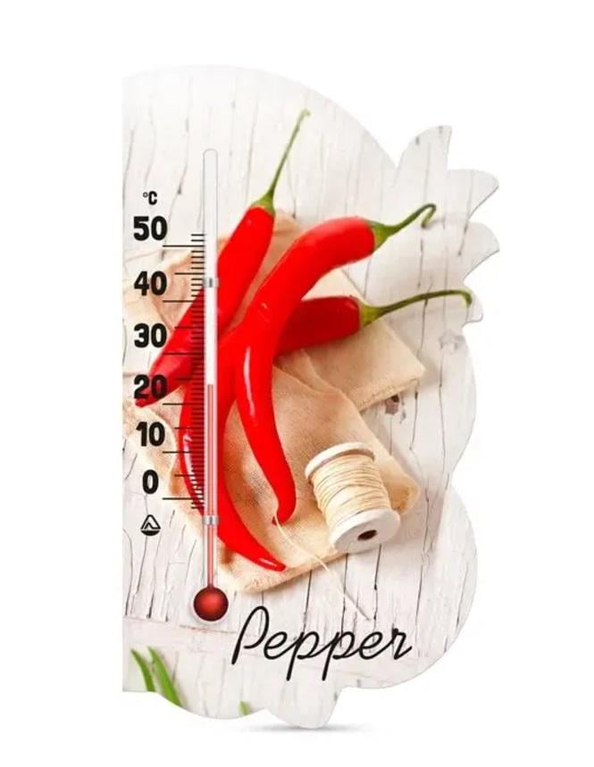 Термометр бытовой Красный перец без ртути на магните Белый (BP-1528CP)