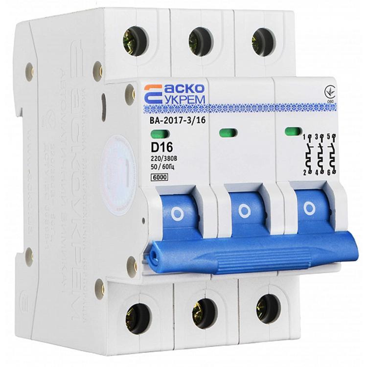 Автоматический выключатель АСКО-УКРЕМ ВА-2017 16А D 3 полюса (2348858522)