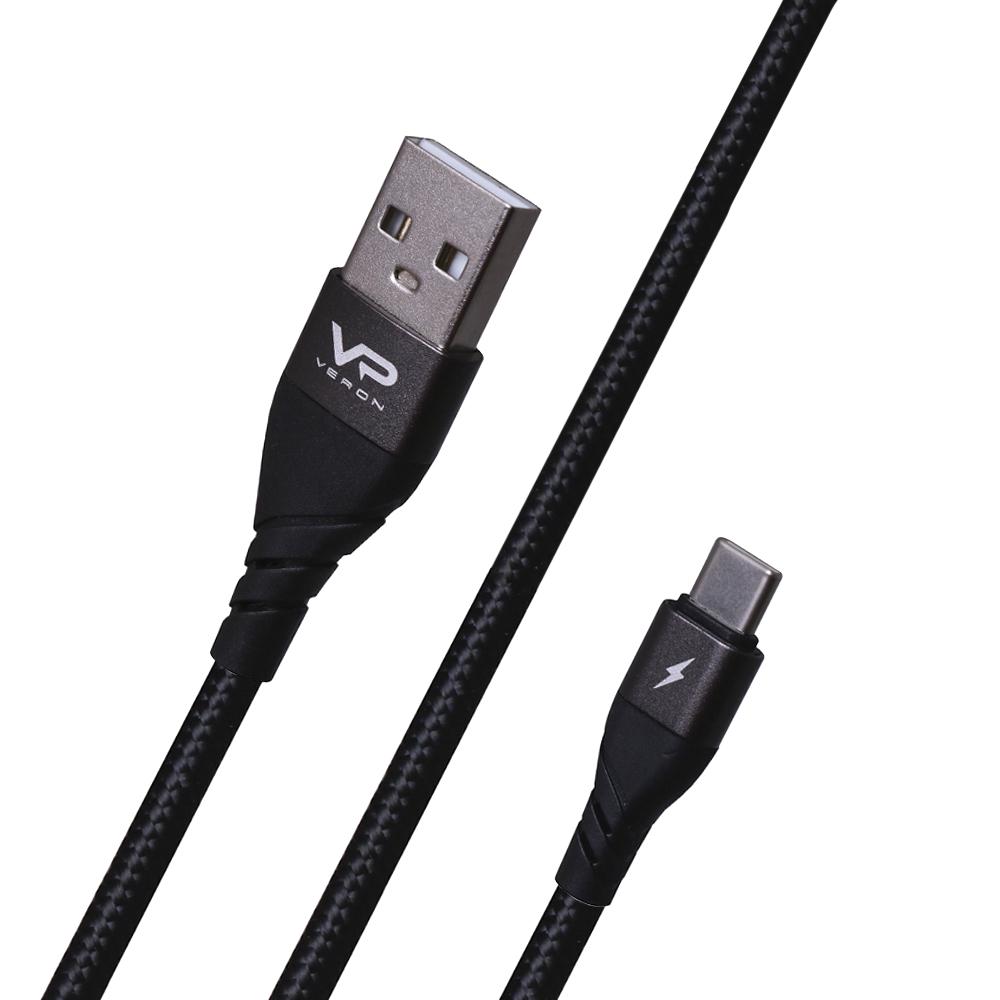 Кабель Veron Braided CV09 USB Type-C 2.4 A 1 м Чорний - фото 3