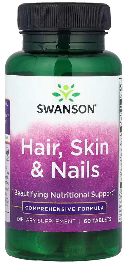 Комплекс для кожи ногтей и волос Swanson Hair Skin Nails 60 таблеток Комплекс для кожи ногтей и волос Swanson Hair Skin Nails 60 таблеток