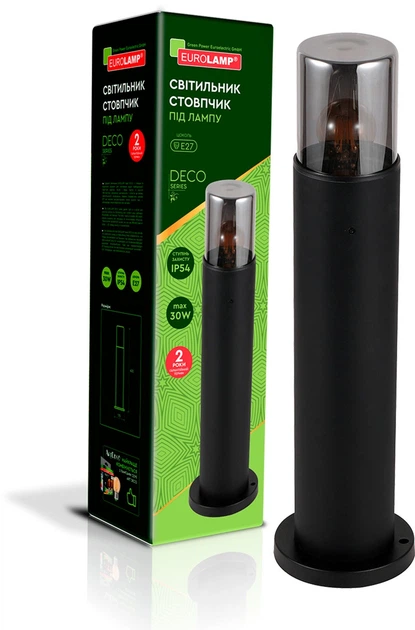 Светильник садово-парковый Eurolamp Deco R под лампу 1хЕ27 IP54 Черный (CL-1xE27DECOR)