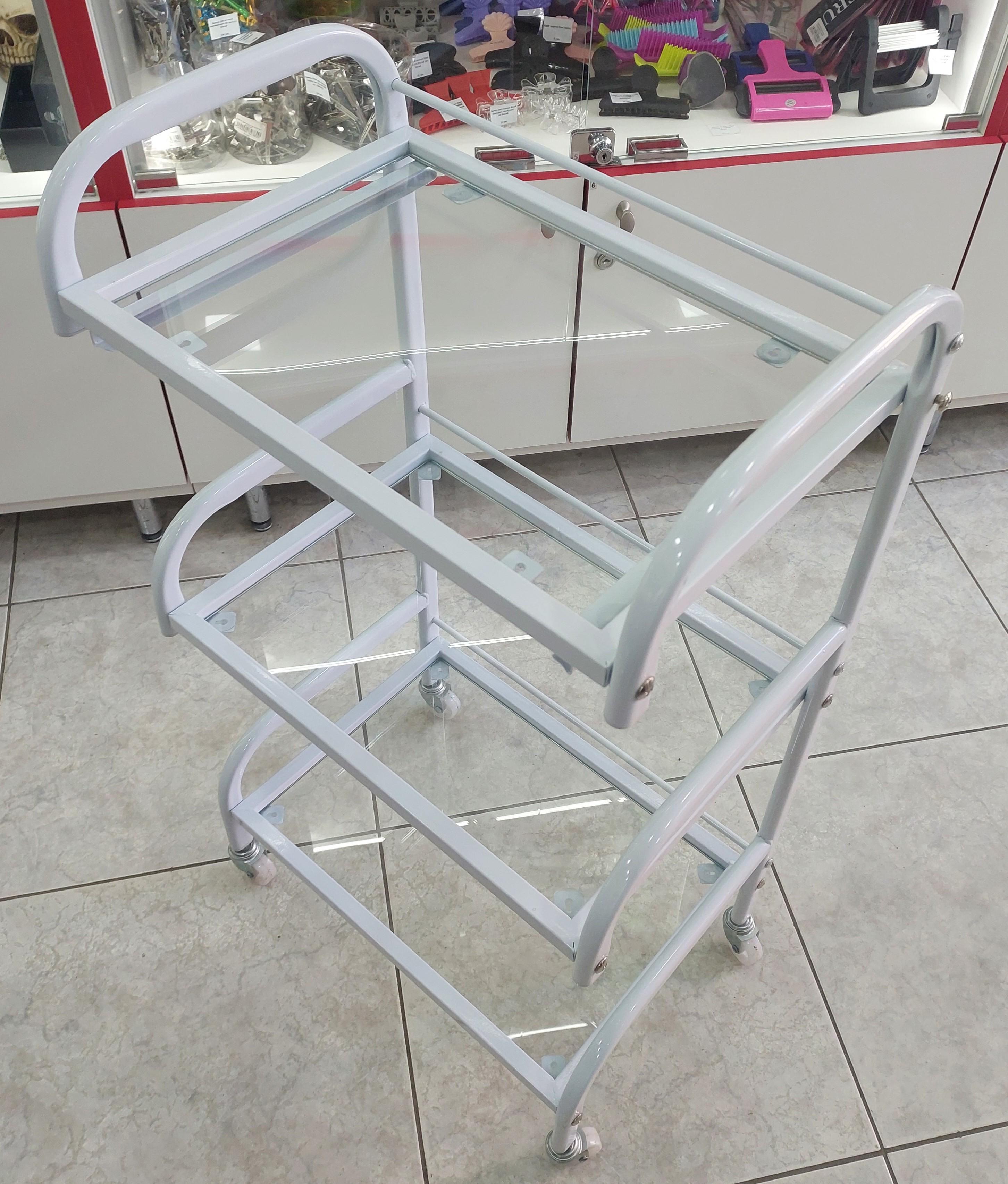 Візок косметологічний на 3 полички ДенІС professional з висувним лотком прозоре скло (27516619) - фото 3