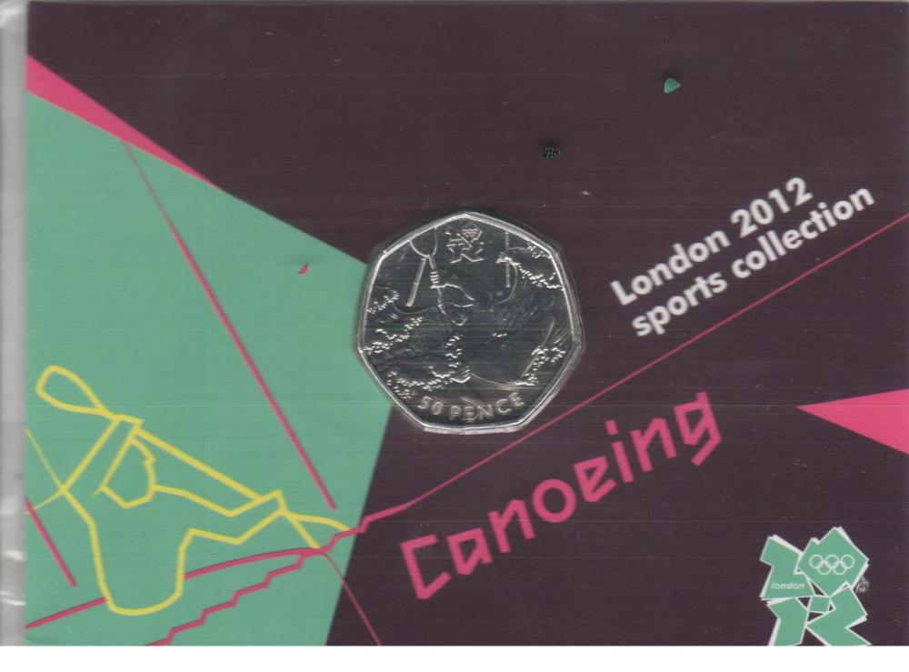 Коллекционная монета Великобритания 50 пенсов 2011 UNC XXX Летние Олимпийские игры 2012 в Лондоне - Гребля на каноэ сувенир (М02803)