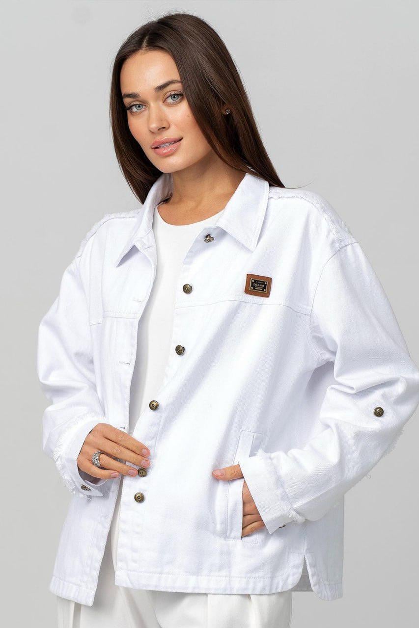Куртка-блейзер жіноча джинсова 5XL Білий (33284408)