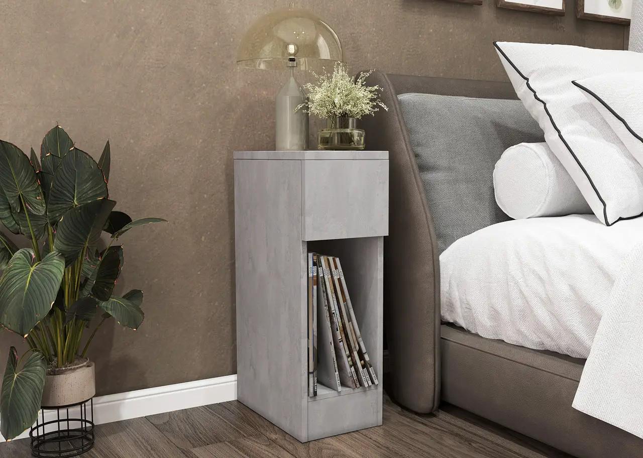 Тумба прикроватная FT-113 на один ящик Бетон 200х596х350 мм (31232425)