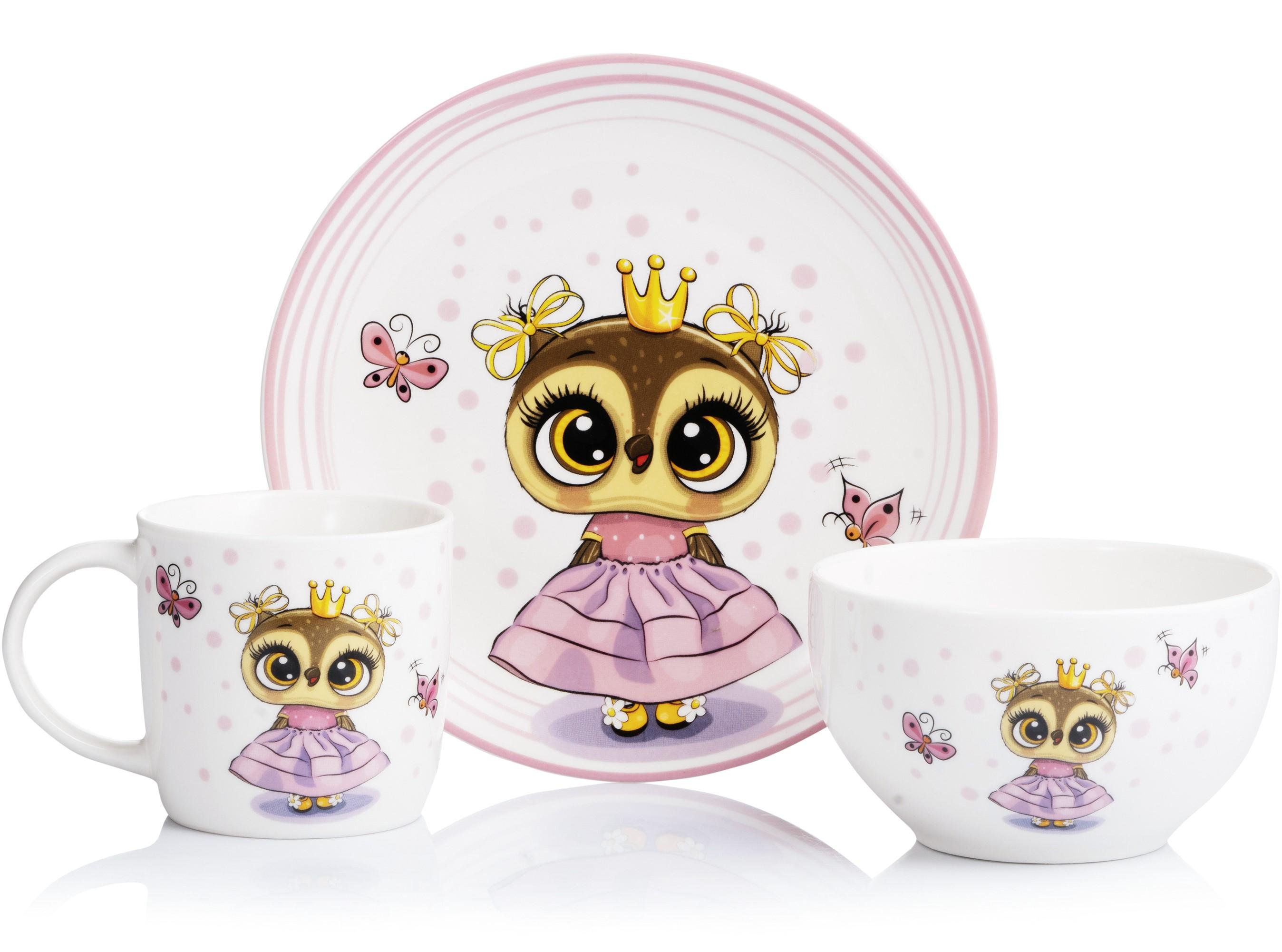 Набір дитячого посуду Ardesto Princess owl AR3453OS 3 предмети фарфор (2749)