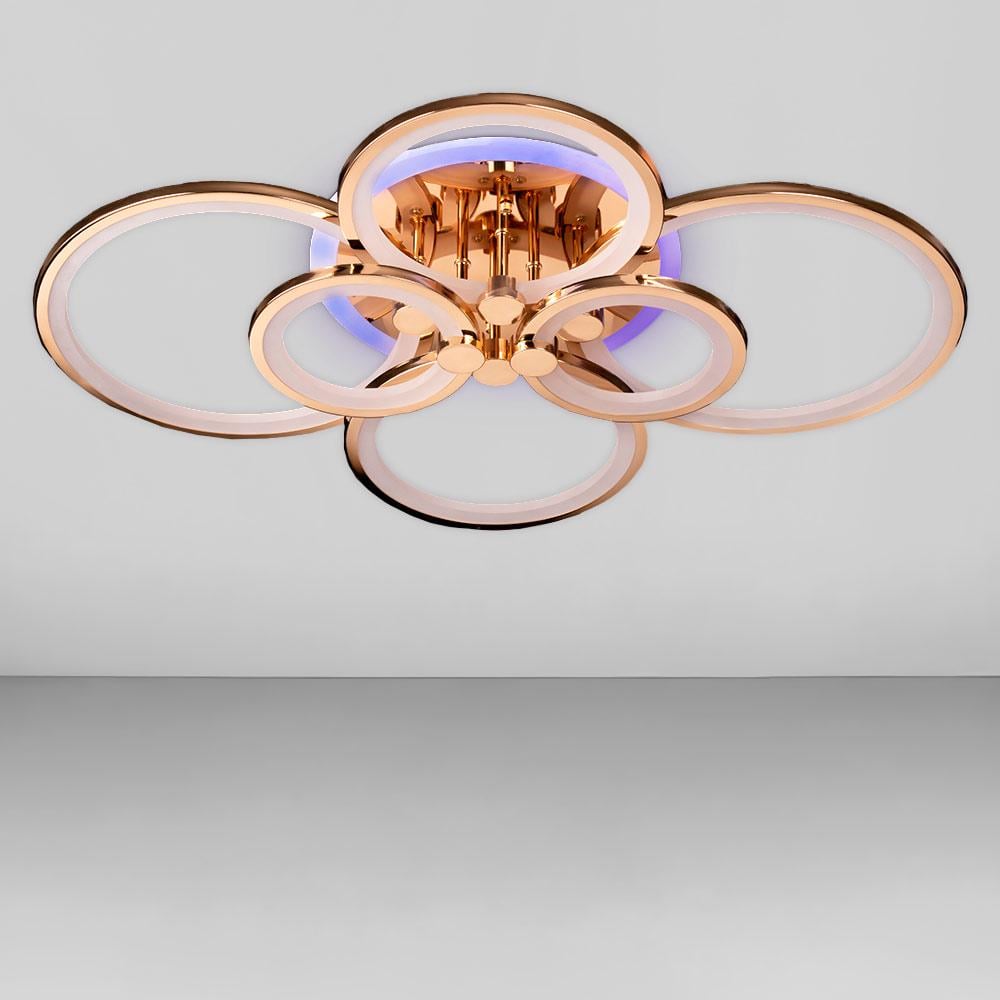 Люстра потолочная светодиодная Light House SL-18184/2/2/2 FG/RGB 192W Dimmer 3000-6000 К130х780х570 мм Золотой