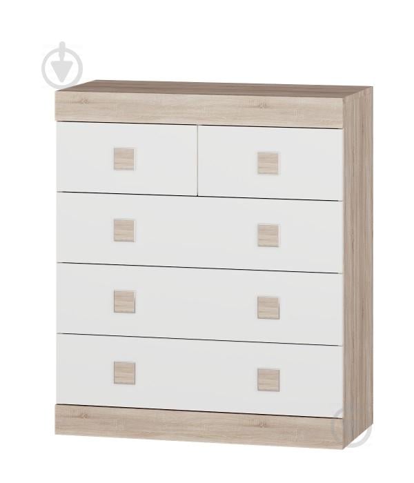 Комод для речей на 5 ящиків Еверест Соната-3 сонома + білий Комод для речей на 5 ящиків Еверест Соната-3 сонома + білий