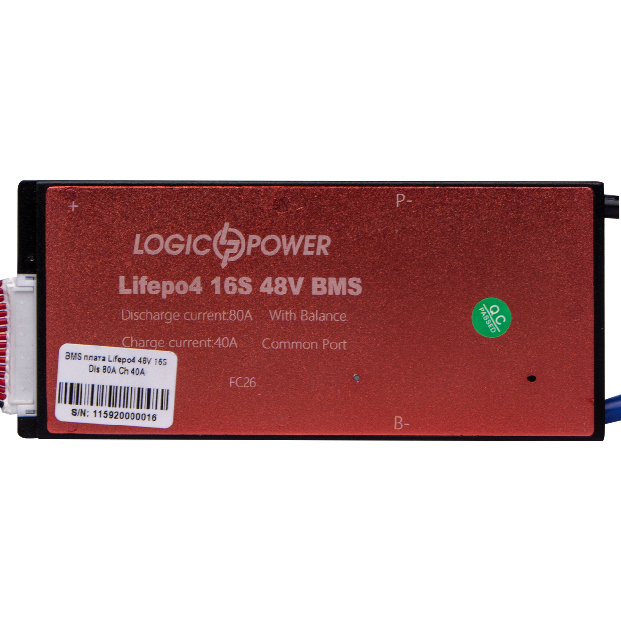 Плата BMS LiFePO4 48V 16S Dis 80A Ch 40A
