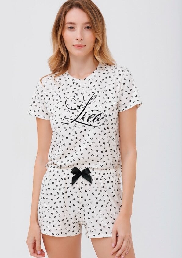 Піжама жіноча з футболкою та шортами Elegante 2 предмети XL Білий/Чорний (BKKV00001997303)