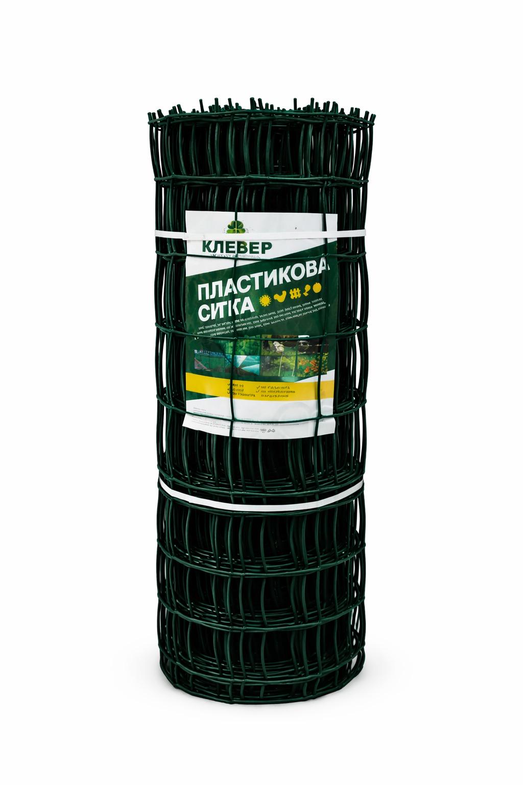 Сітка пластикова Клевер для огорож та саду 85х95 мм/1х5 м Темно-зелений (32373493) Сітка пластикова Клевер для огорож та саду 85х95 мм/1х5 м Темно-зелений (32373493)